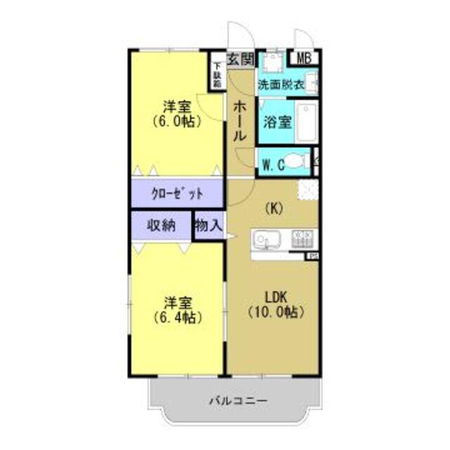 オリーブコート(2LDK/1階)の間取り写真