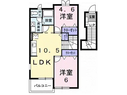 プロスペラーレ・コロール(2LDK/2階)の間取り写真