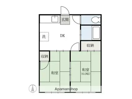 ホワイトハイツ(2DK/1階)の間取り写真