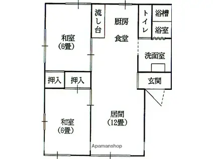ラフォーレ五十部6(2LDK/2階)の間取り写真