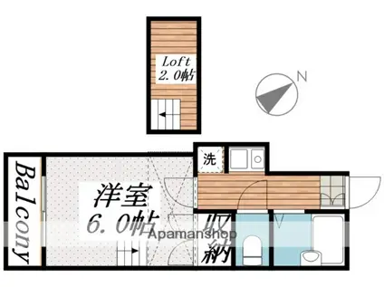 桐生第6レジデンス(1K/2階)の間取り写真