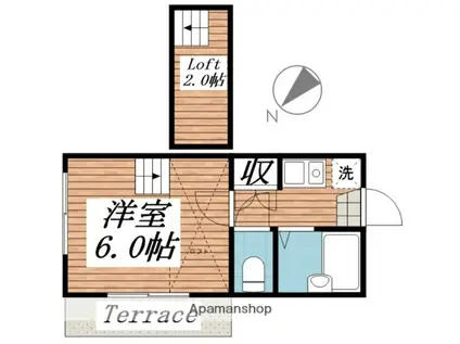 桐生第6レジデンス(1K/1階)の間取り写真