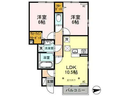 プラム ベル(2LDK/1階)の間取り写真