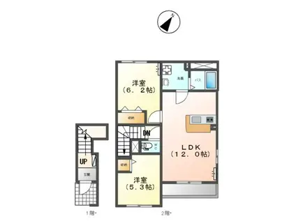 サニーテラス(2LDK/2階)の間取り写真