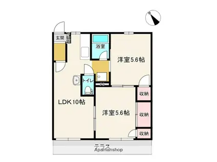 カーサエレナ A(2LDK/1階)の間取り写真