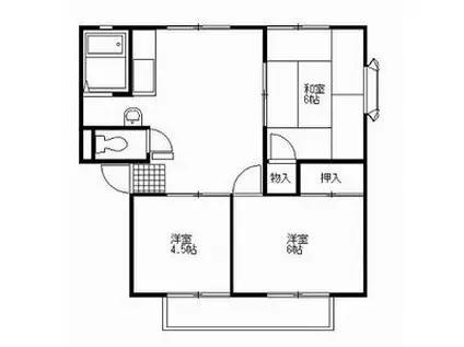 パールハイツB(3DK/1階)の間取り写真