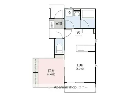 ノースヒルズ金屋(1LDK/1階)の間取り写真