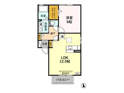 グランドールA/B(1LDK/1階)の間取り写真