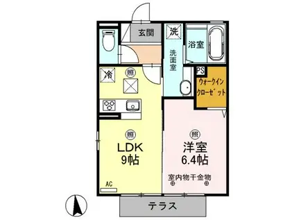 サンモール F(1LDK/1階)の間取り写真