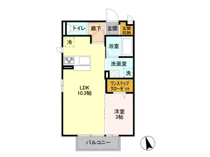 アクアベーネB(1LDK/2階)の間取り写真