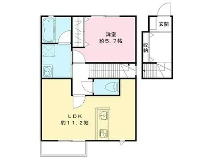 ユアメゾン南大町(1LDK/2階)の間取り写真