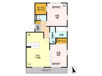 クレディA(2LDK/2階)の間取り写真