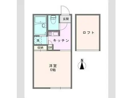ノースドール(1K/2階)の間取り写真