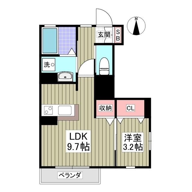 パールハイツG 佐野(1LDK/1階)の間取り写真