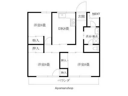 コロラード毛野(3DK/2階)の間取り写真