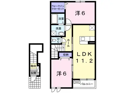 ティーモードC(2LDK/2階)の間取り写真