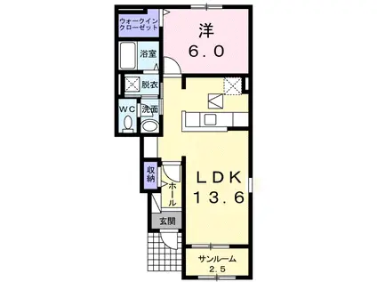 ゆりの木(1LDK/1階)の間取り写真