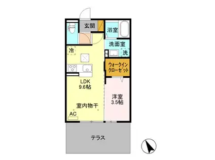 ロイヤルリッチヒル B(1LDK/1階)の間取り写真