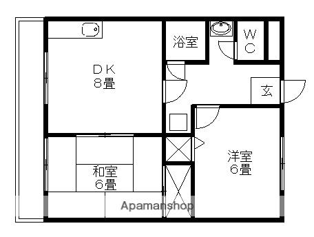 ロイヤルハイツ(2DK/1階)の間取り写真