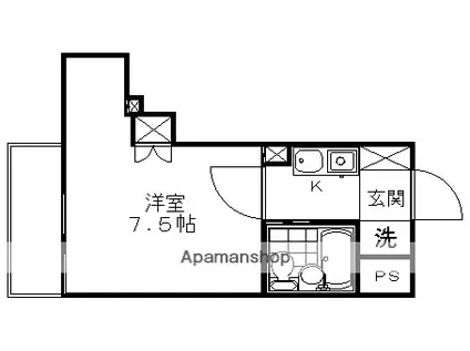 ハウスJ(1K/1階)の間取り写真