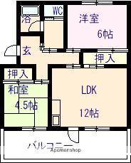 城南ハイツ(2LDK/2階)の間取り写真