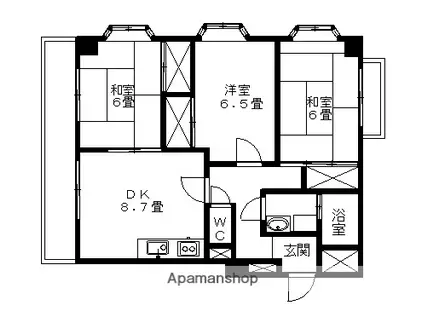 ハイム屋敷前(3DK/1階)の間取り写真