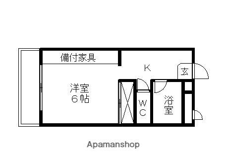 アシエヒルズ(1K/2階)の間取り写真