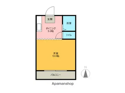 モンレーブ大手(1DK/2階)の間取り写真