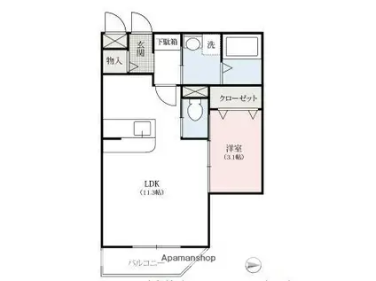 ラバーゼ(1LDK/2階)の間取り写真