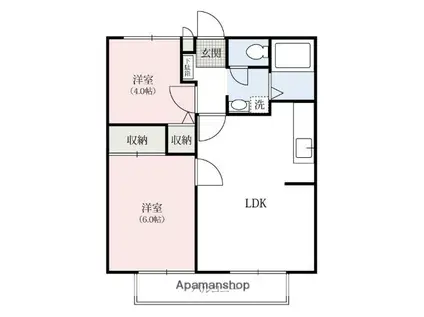 ヴィラ・フローレンスⅠ(2LDK/1階)の間取り写真