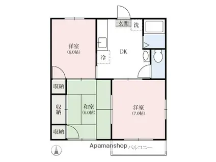 曽山ハイツ(3DK/1階)の間取り写真