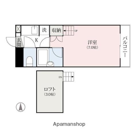 サニープレイス(1K/2階)の間取り写真