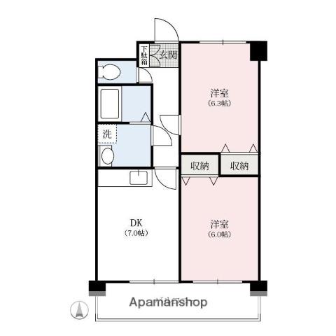 アブソリュートマンション(2DK/1階)の間取り写真
