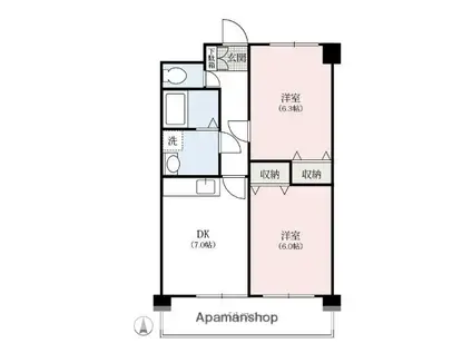 アブソリュートマンション(2DK/3階)の間取り写真