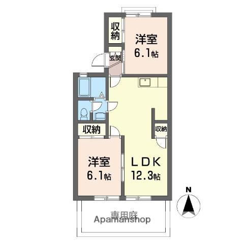 フォンテーヌ(3DK/1階)の間取り写真