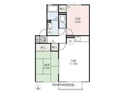ウイングバード(2LDK/2階)の間取り写真
