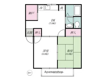 メゾン英(2DK/1階)の間取り写真