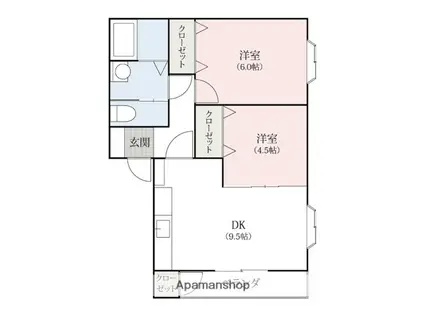 スペラーレ(2DK/1階)の間取り写真