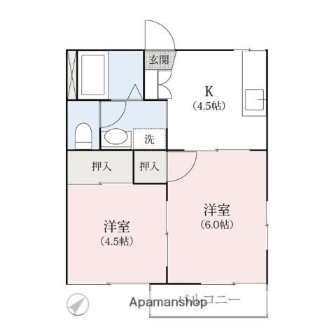 バークリースクェア-(2DK/2階)の間取り写真