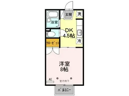 ジュネス山本(1DK/2階)の間取り写真