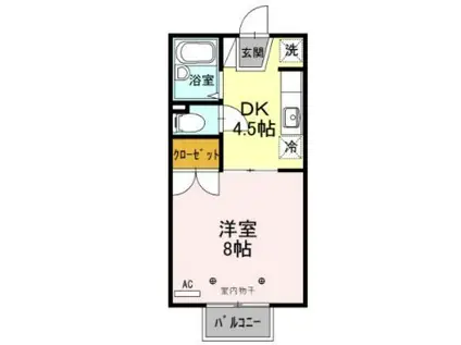 ジュネス山本(1DK/2階)の間取り写真