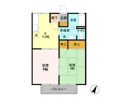 セジュールくらがの(2K/2階)の間取り写真