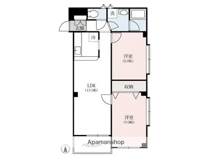 サンライズマンション並榎(2LDK/2階)の間取り写真