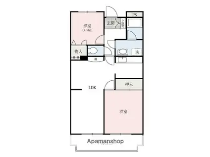 WISDOM COURT(2LDK/1階)の間取り写真