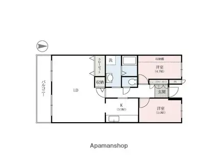 ライジング・サン(2LDK/5階)の間取り写真