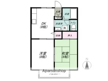 レジデンス笹の森(2DK/1階)の間取り写真