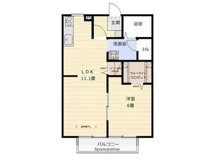 サンハイツ城山C(1LDK/1階)の間取り写真