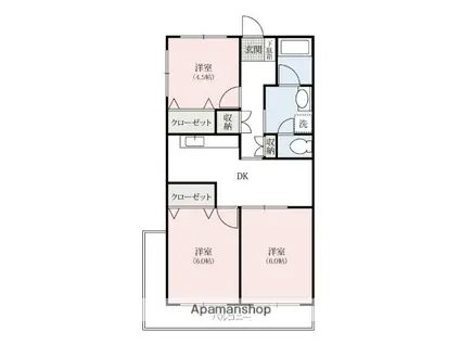 リエス上和田(3DK/3階)の間取り写真