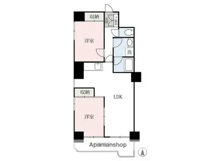 クイーンヒル赤坂(2LDK/4階)の間取り写真