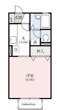アンソレイユ(1K/1階)の間取り写真